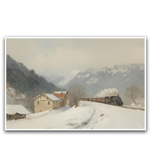 Vintage Victorian City Winter Scene Art Poster TV Classic Snow Scene Oil Painting Style Wall Decor Art Decoration