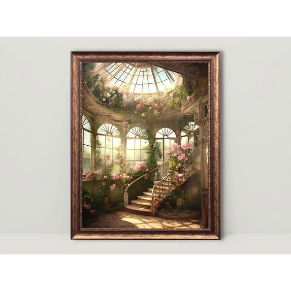 Vintage Victorian Conservatory Greenhouse Wall Art Print, Renaissance ...