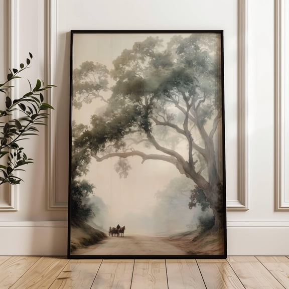 Vintage Victorian Forest Scene Nature Landscape Wall Art, Stretched Canvas 12x16in