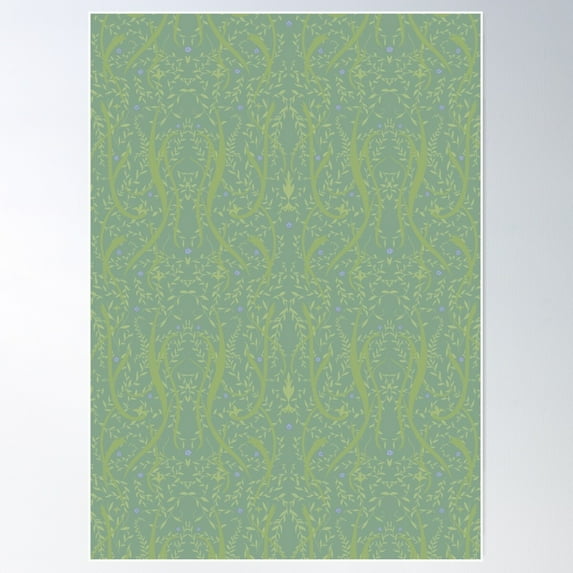 Vintage Victorian Greenery With Purple Flowers Poster Wall Art, Modern Wall Decor For Living Room Bedroom, 8x12 UNFRAMED