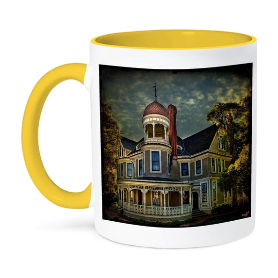3dRose, Vintage Victorian House, 11oz Two-Tone Yellow Mug