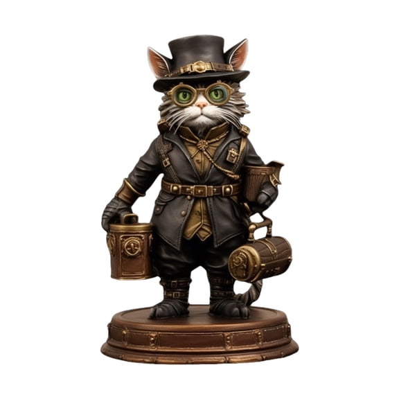 Vintage Victorian Inventor Cats Figurine Halloween Decors Resins Craft Sculpture Home Office Car Interior Ornament Gift