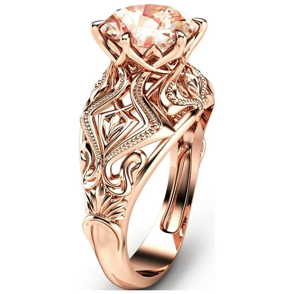 Vintage Victorian Morganite Rose Gold Engagement Ring