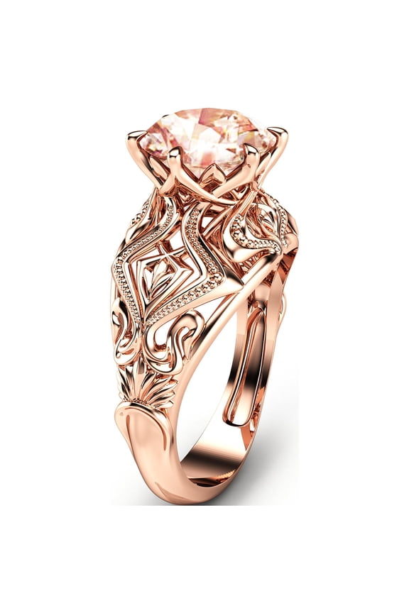 Vintage Victorian Morganite Rose Gold Engagement Ring