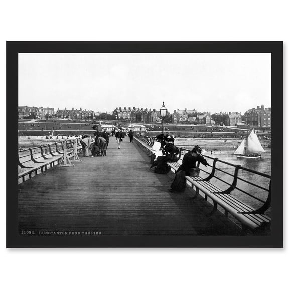Vintage Victorian Photo Hunstanton From Pier England UK Artwork Framed Wall Art Print A4