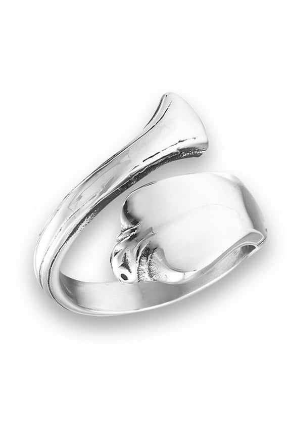 Vintage Victorian Style Spoon Open Thumb Ring Stainless Steel Band Gray Jewelry Female Male Size 6