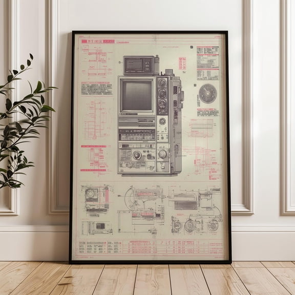 Vintage Video Camera Technical Blueprint Retro Schematic Poster