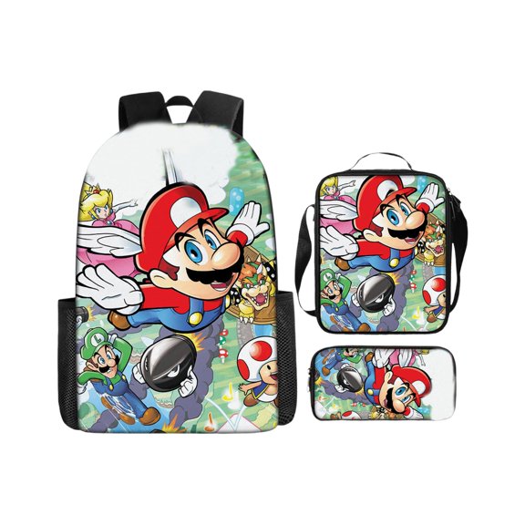 Vintage Video Game Backpack Bundle - 3PC Retro Princess Laptop Bag Set with Sling & Clutch for School, Work, Travel