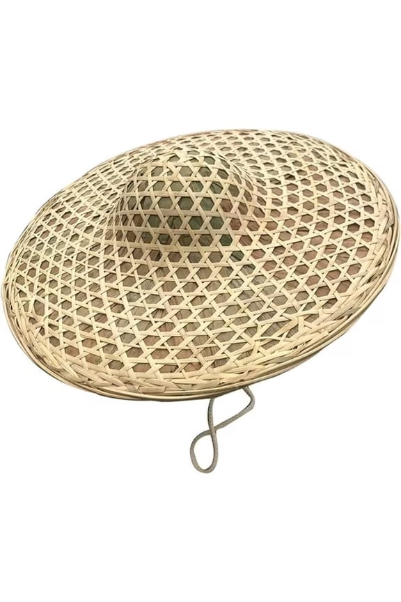 Vintage Vietnamese Bamboo Sun Hat Traditional Asian Straw Hat for Outdoor Sun Protection Unisex