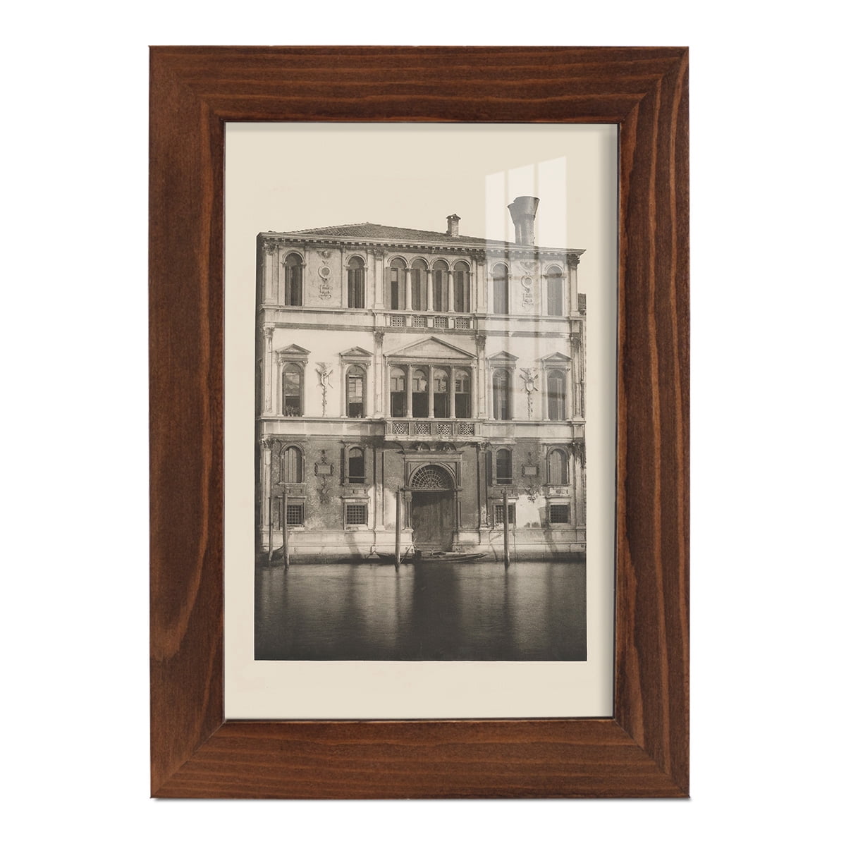 Vintage Views of Venice I - Framed Print w/glass - Chestnut
