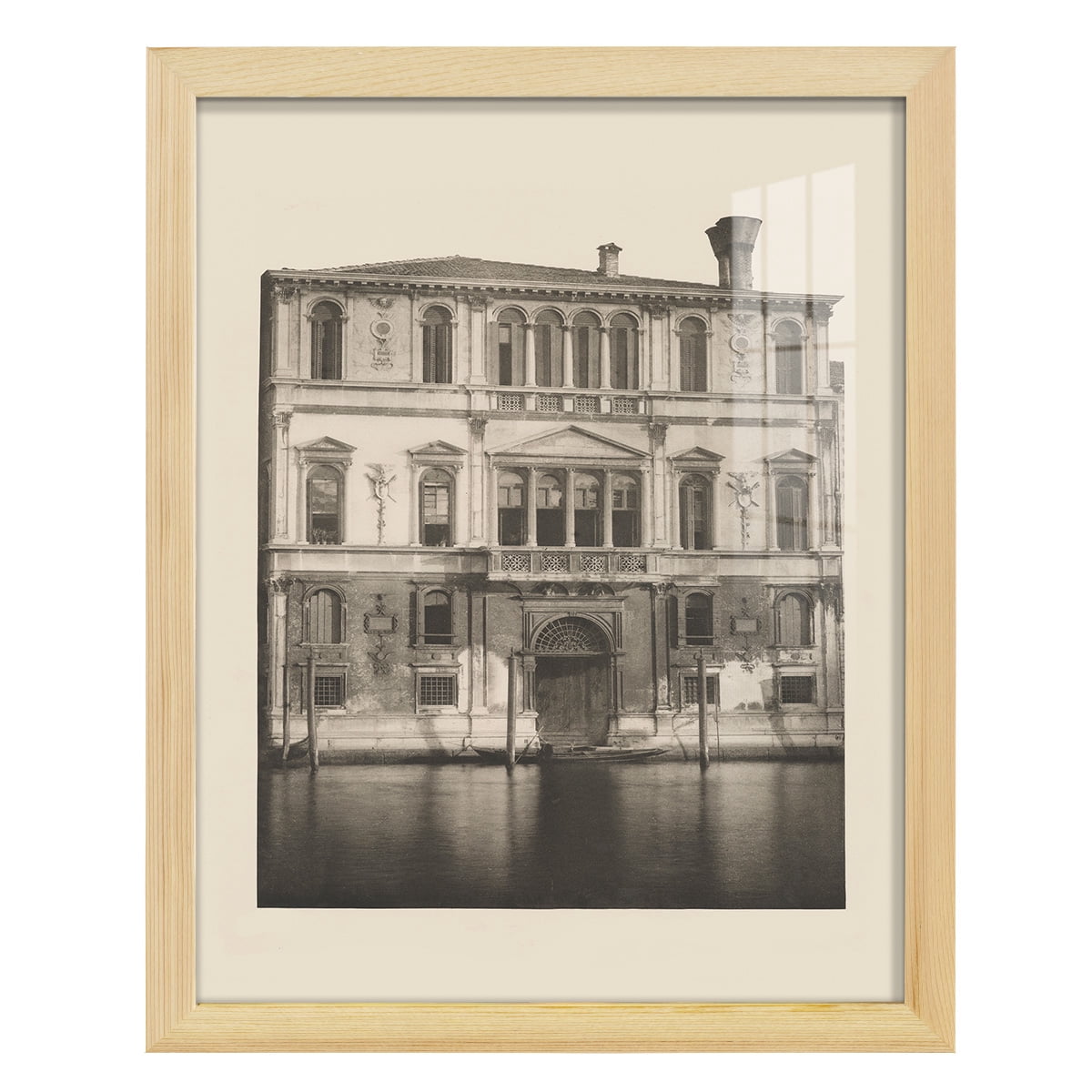 Vintage Views of Venice I - Framed Print w/glass - Natural Wood
