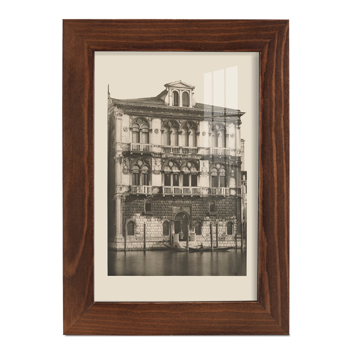 Vintage Views of Venice II - Framed Print w/glass - Chestnut