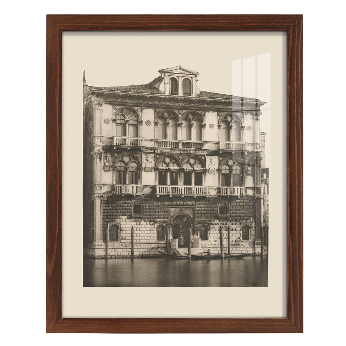Vintage Views of Venice II - Framed Print w/glass - Chestnut