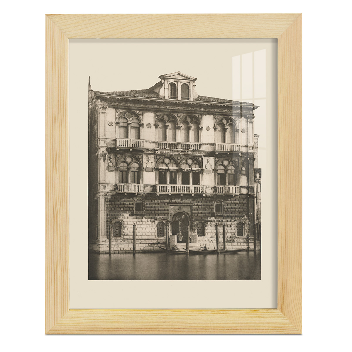 Vintage Views of Venice II - Framed Print w/glass - Natural Wood