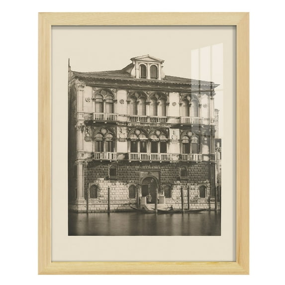 Vintage Views of Venice II - Framed Print w/glass - Natural Wood