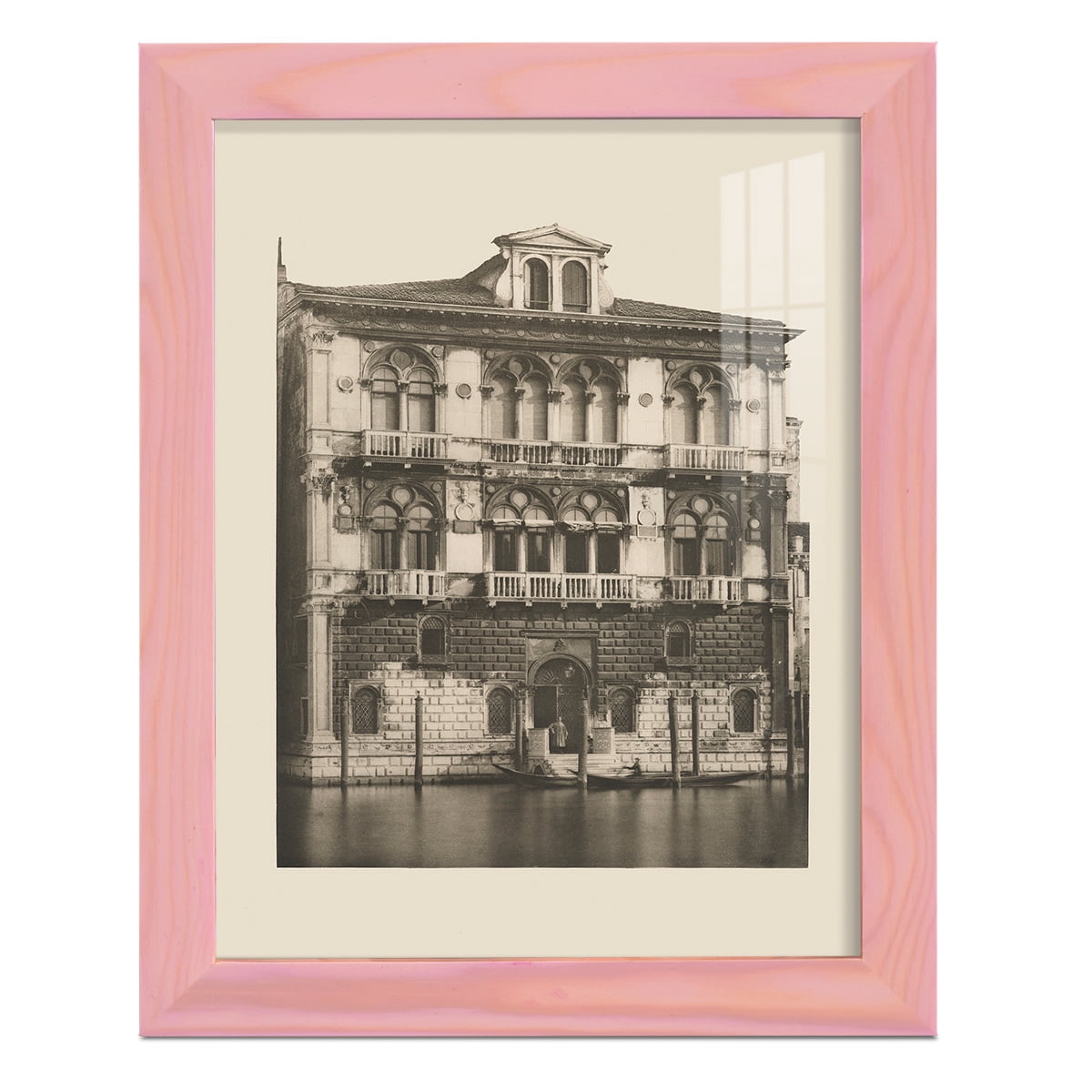 Vintage Views of Venice II - Framed Print w/glass - Sunset Pink