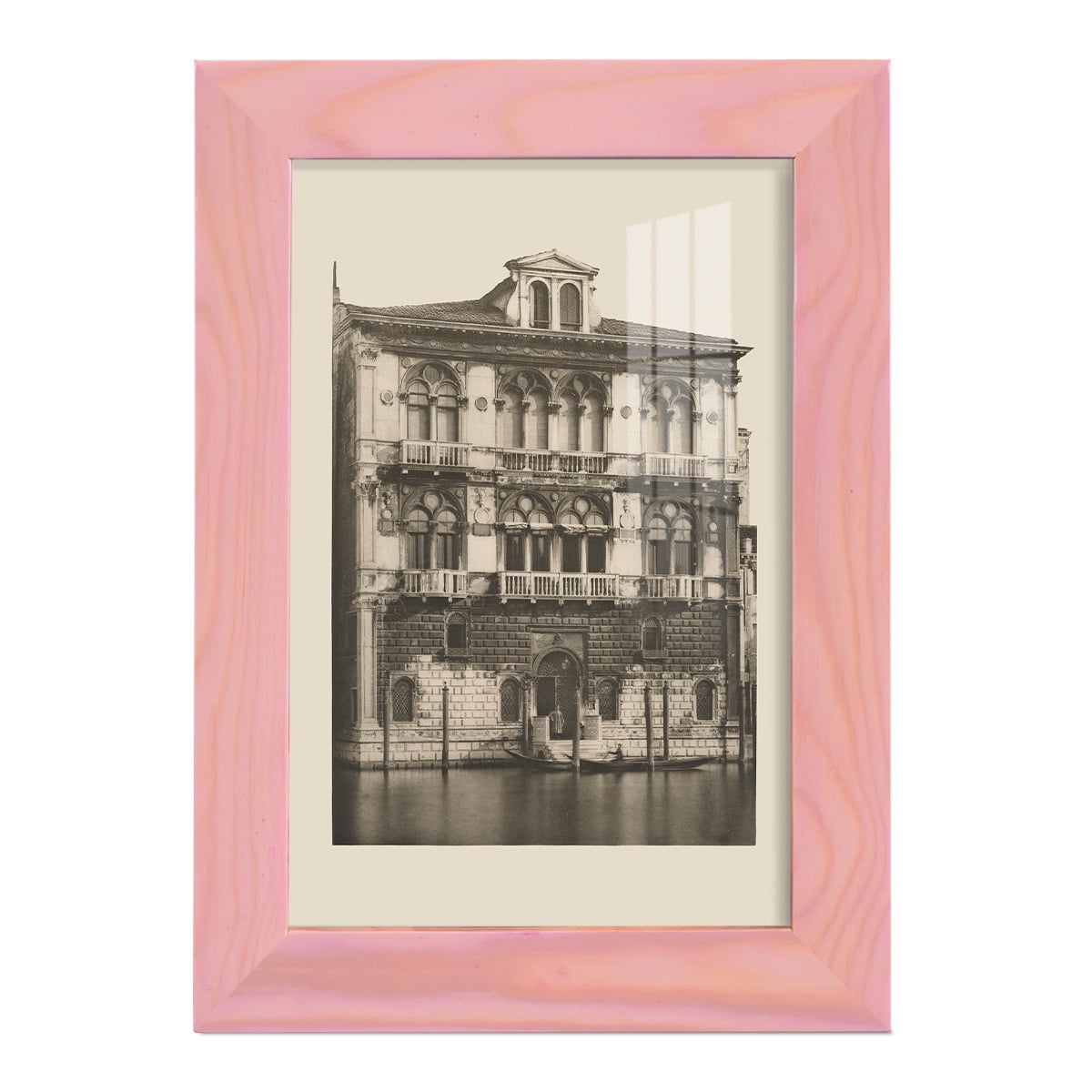 Vintage Views of Venice II - Framed Print w/glass - Sunset Pink