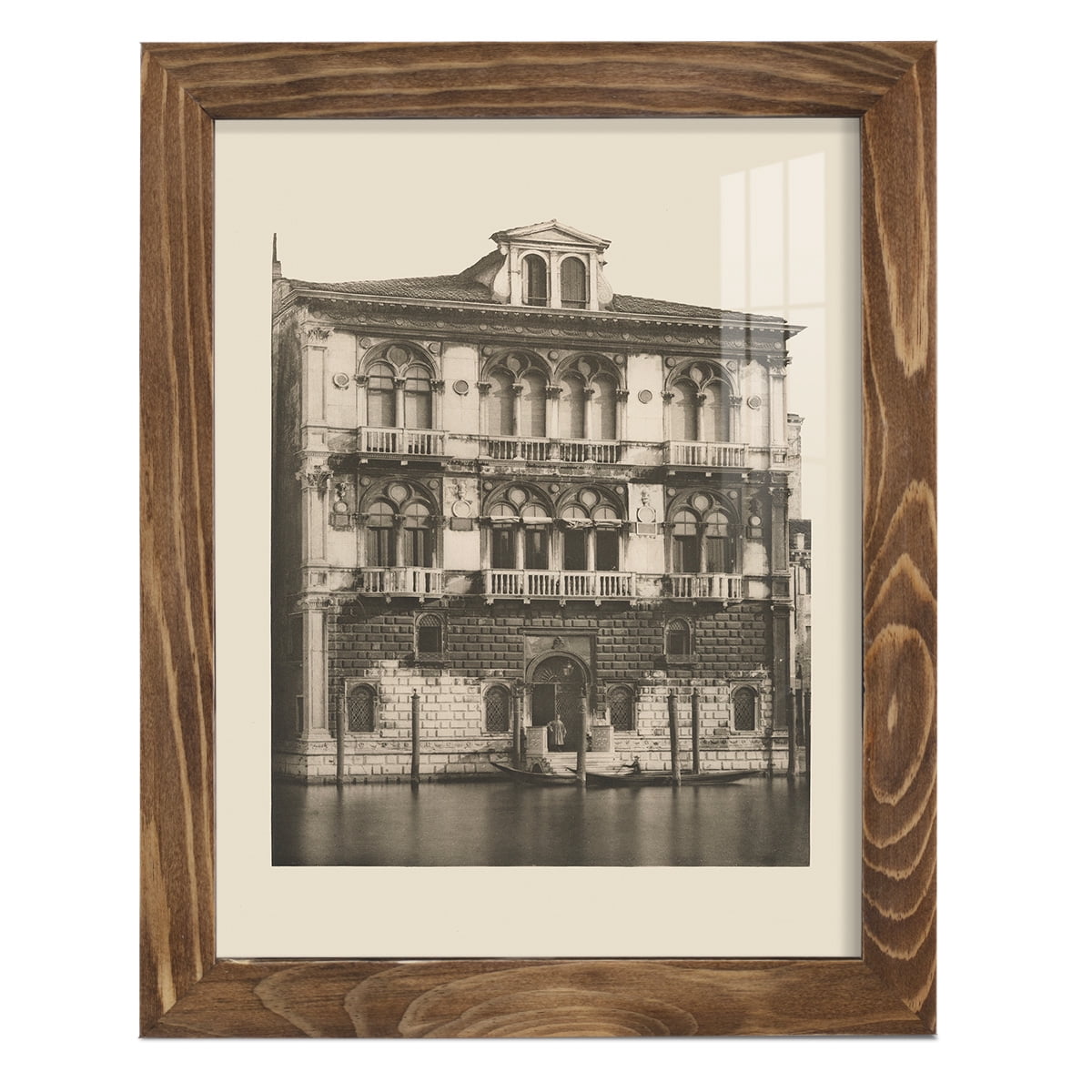 Vintage Views of Venice II - Framed Print w/glass - Walnut