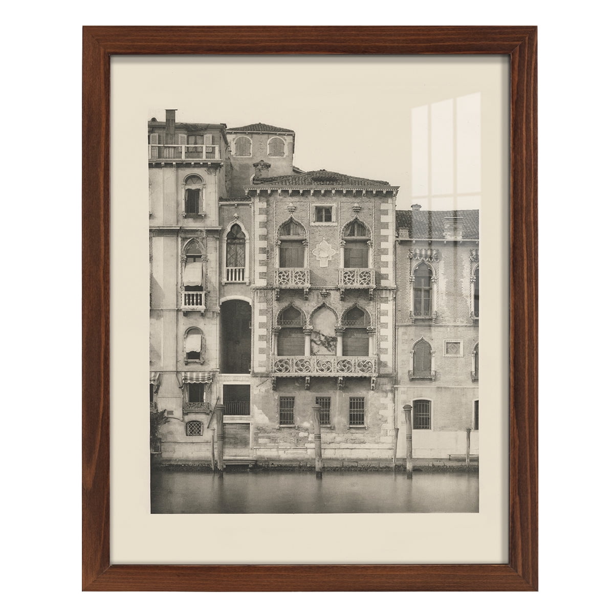 Vintage Views of Venice III - Framed Print w/glass - Chestnut