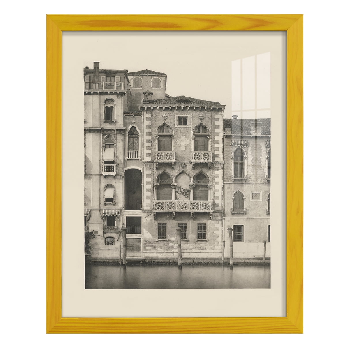 Vintage Views of Venice III - Framed Print w/glass - Sunflower Yellow