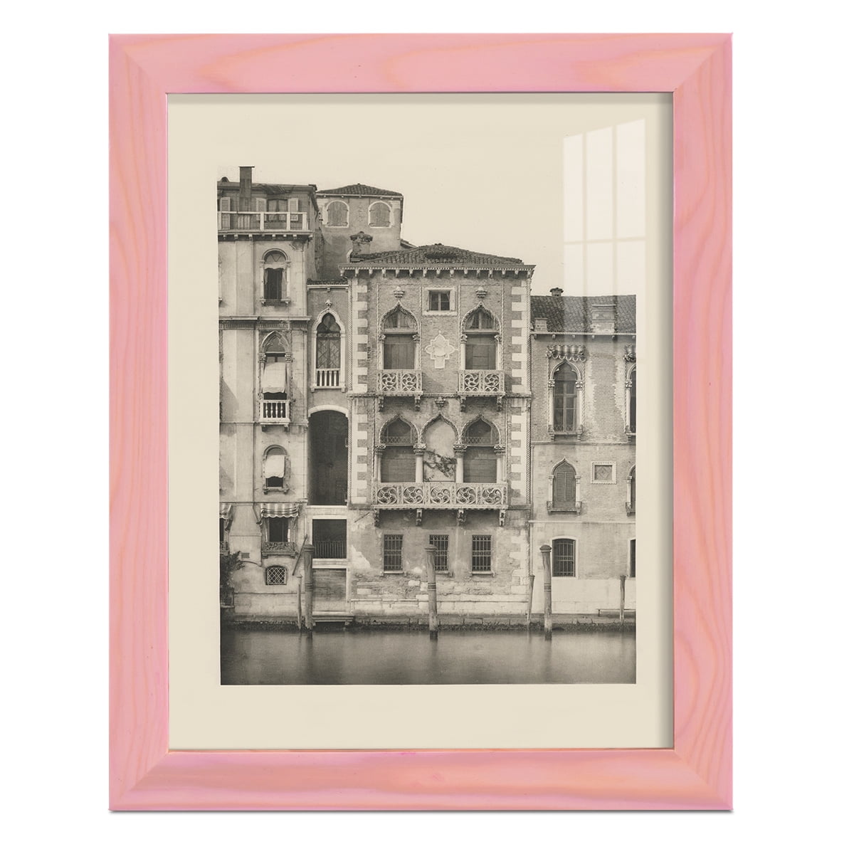 Vintage Views of Venice III - Framed Print w/glass - Sunset Pink