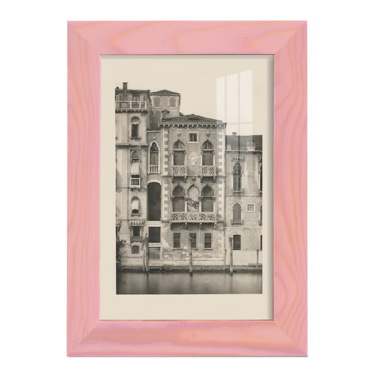 Vintage Views of Venice III - Framed Print w/glass - Sunset Pink