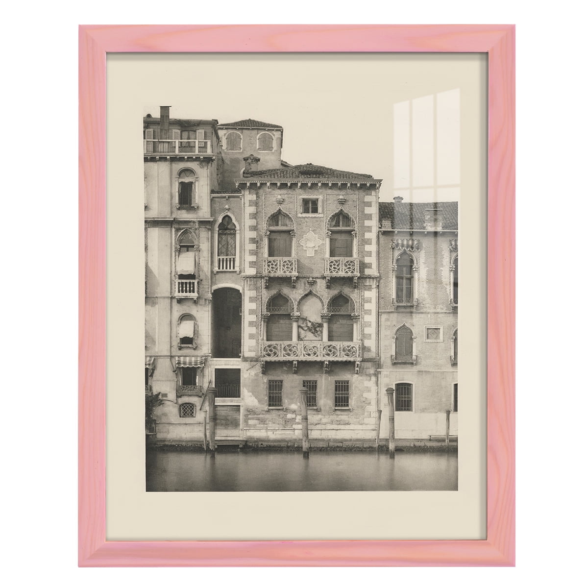 Vintage Views of Venice III - Framed Print w/glass - Sunset Pink