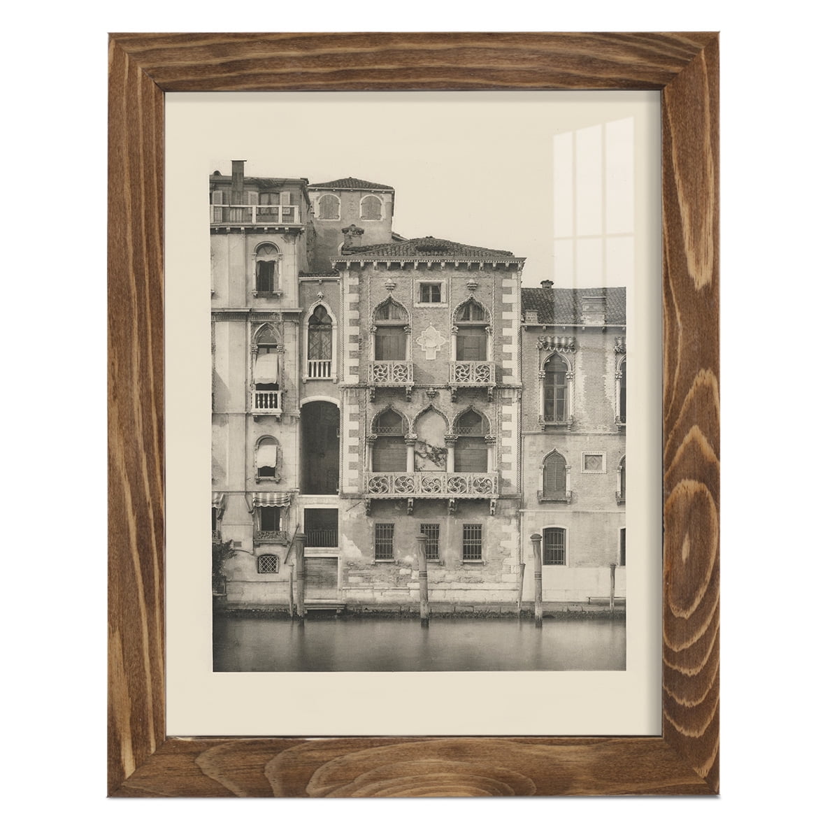 Vintage Views of Venice III - Framed Print w/glass - Walnut