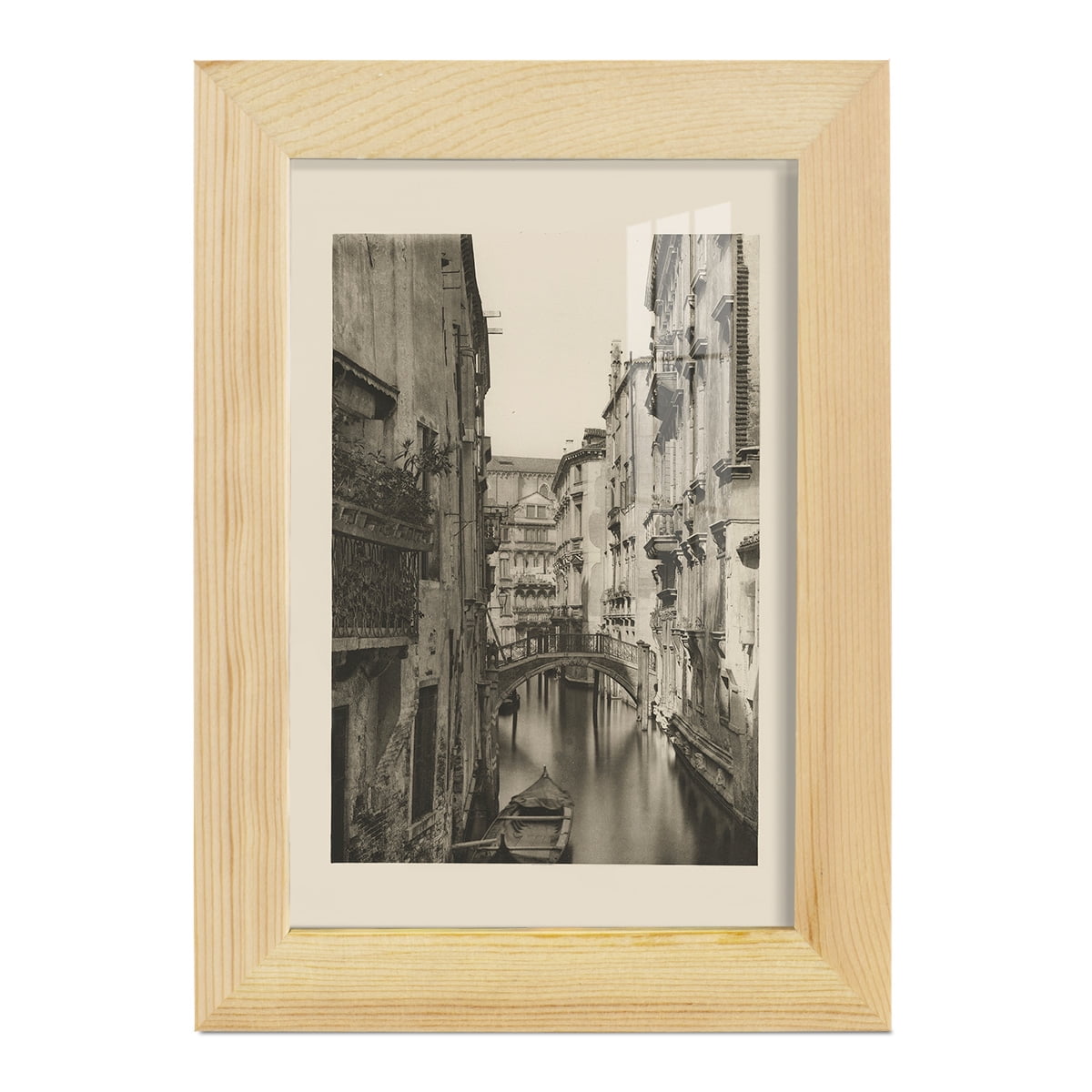Vintage Views of Venice IV - Framed Print w/glass - Natural Wood