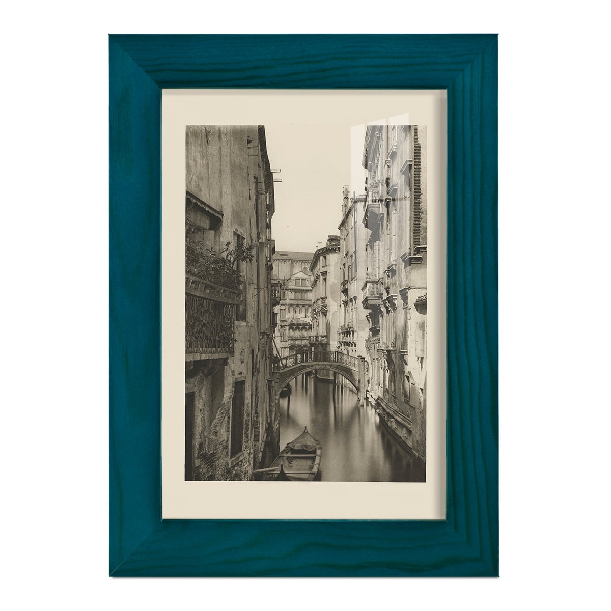 Vintage Views of Venice IV - Framed Print w/glass - Ocean Blue