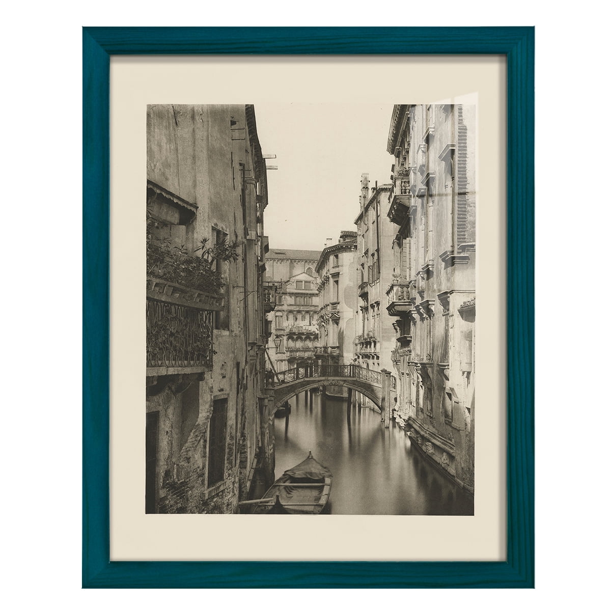 Vintage Views of Venice IV - Framed Print w/glass - Ocean Blue
