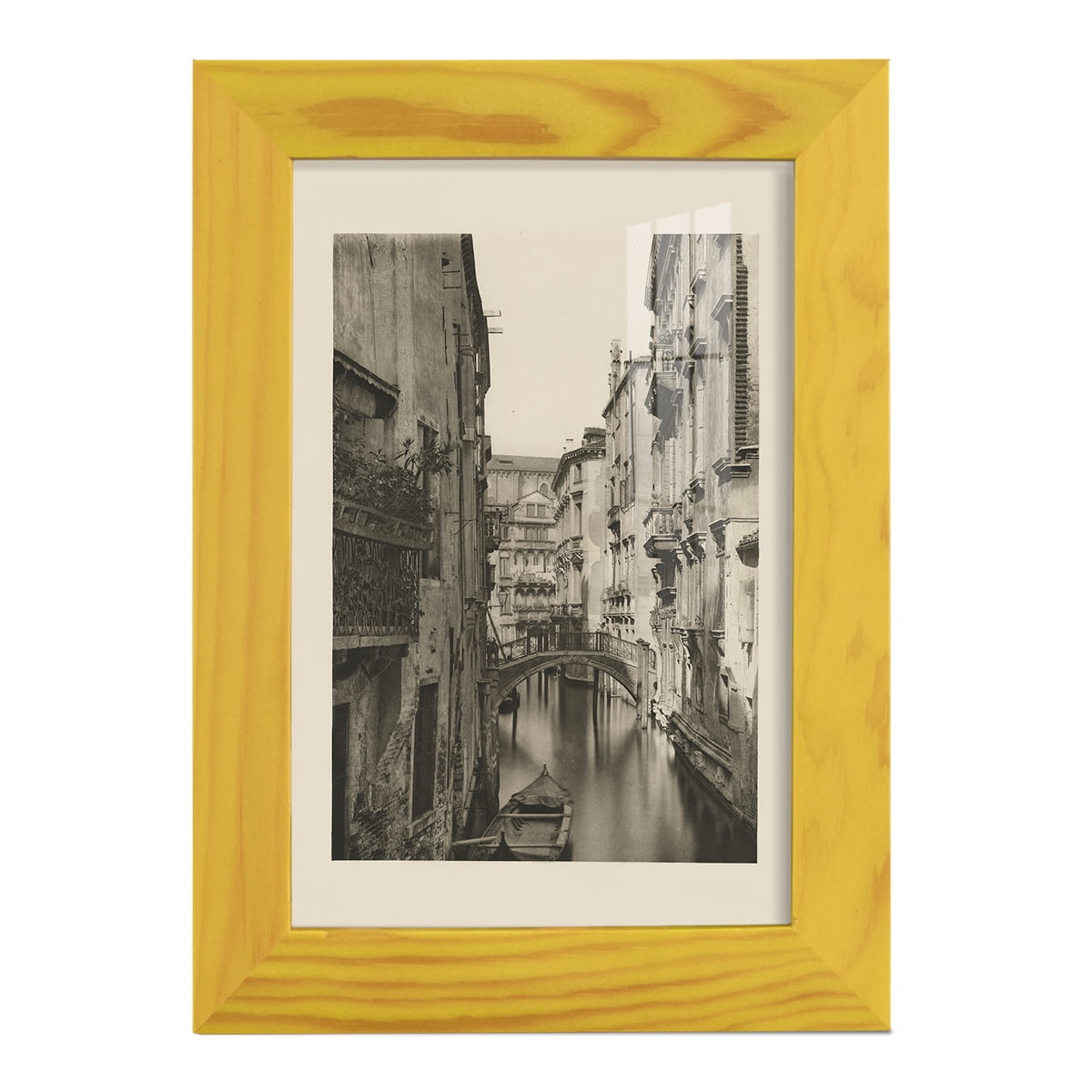 Vintage Views of Venice IV - Framed Print w/glass - Sunflower Yellow
