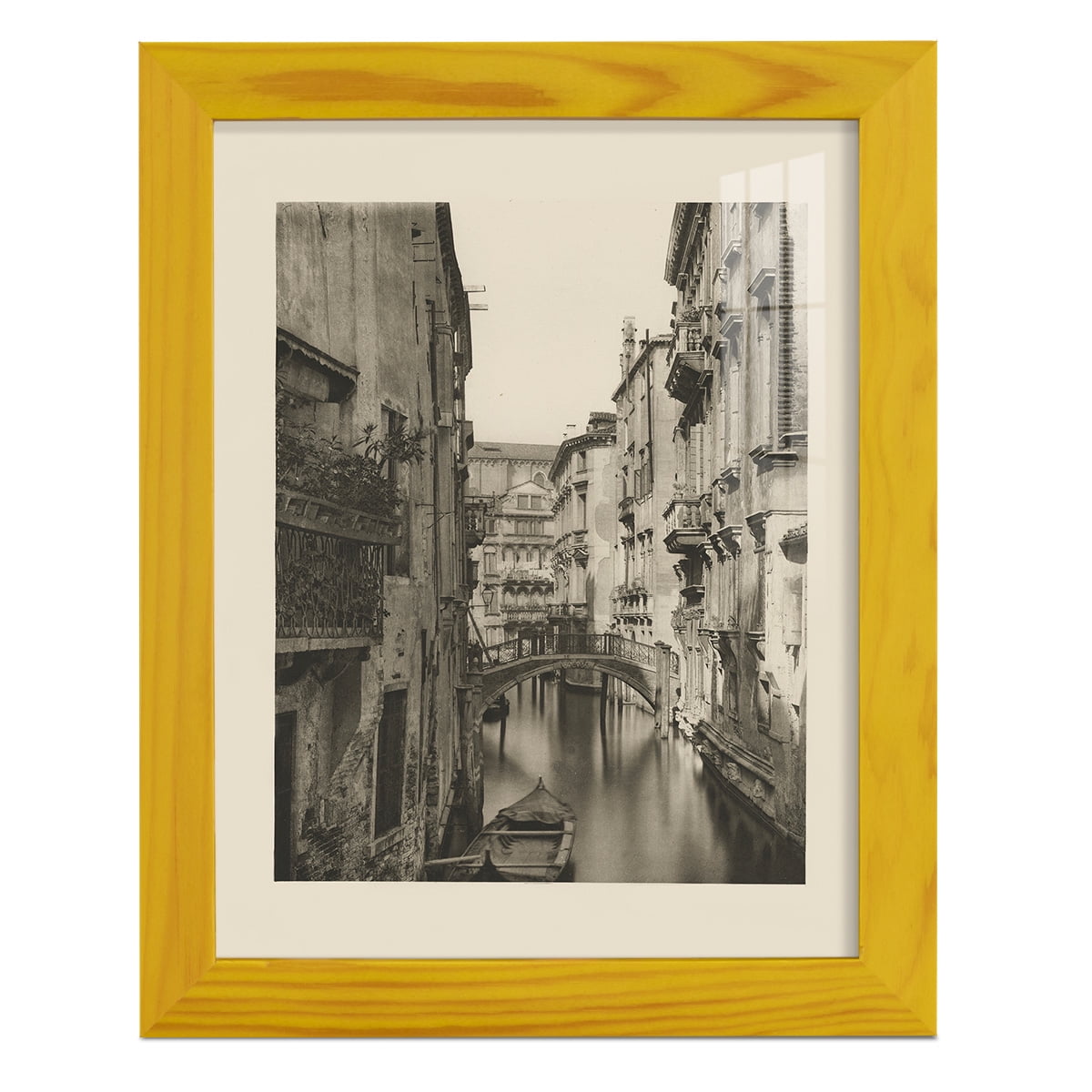 Vintage Views of Venice IV - Framed Print w/glass - Sunflower Yellow