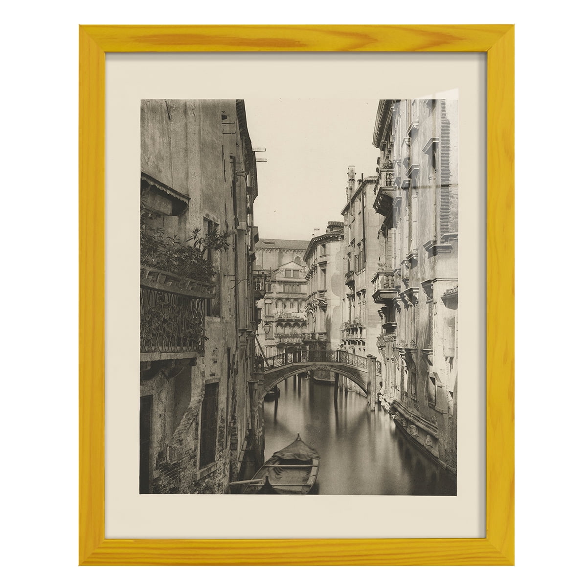 Vintage Views of Venice IV - Framed Print w/glass - Sunflower Yellow