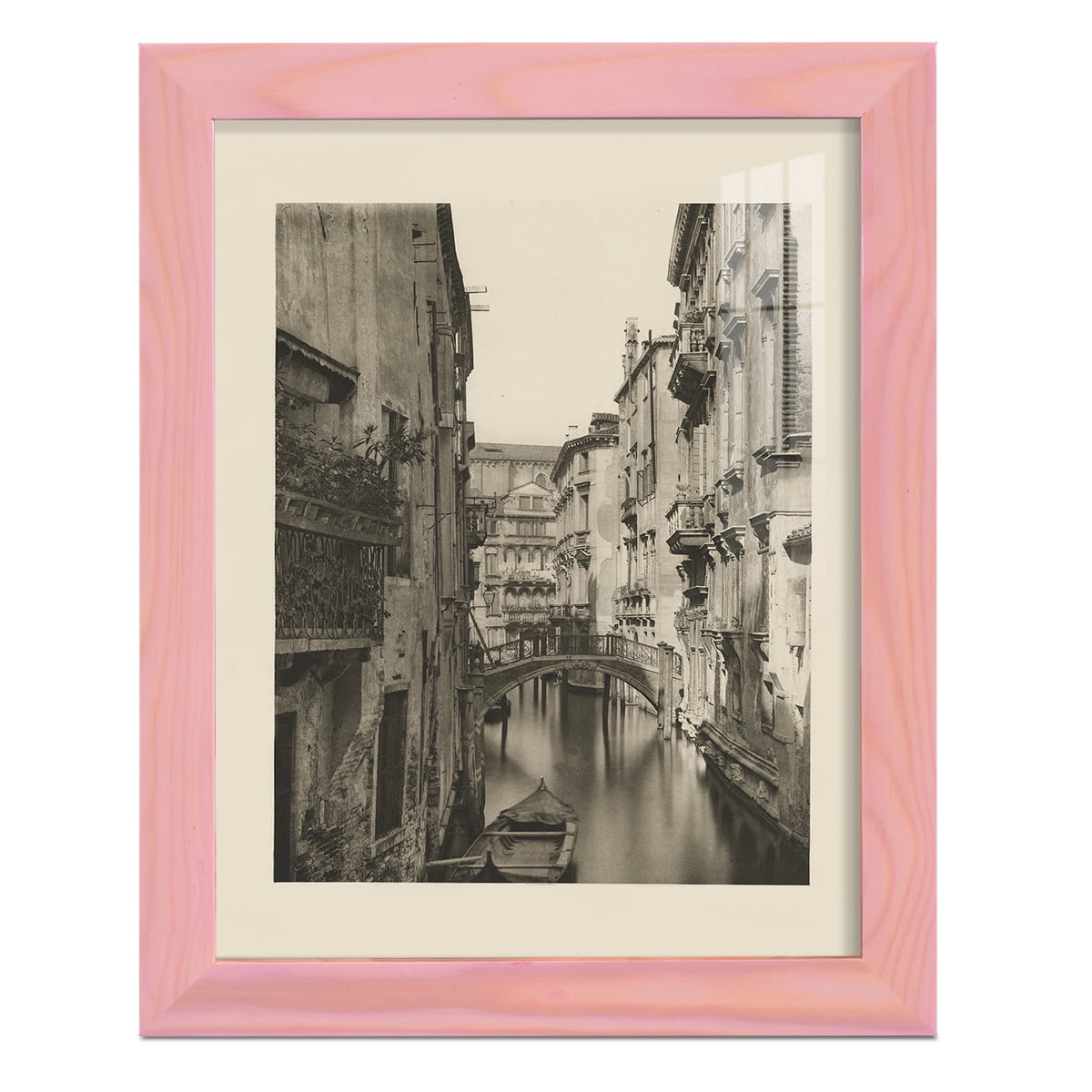 Vintage Views of Venice IV - Framed Print w/glass - Sunset Pink