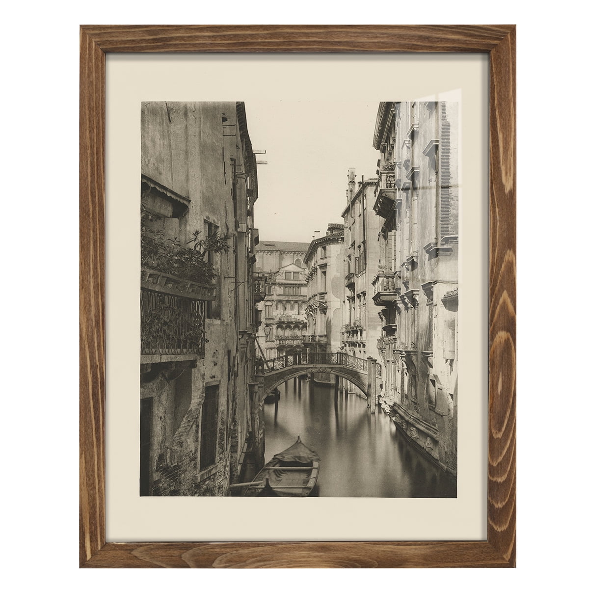 Vintage Views of Venice IV - Framed Print w/glass - Walnut