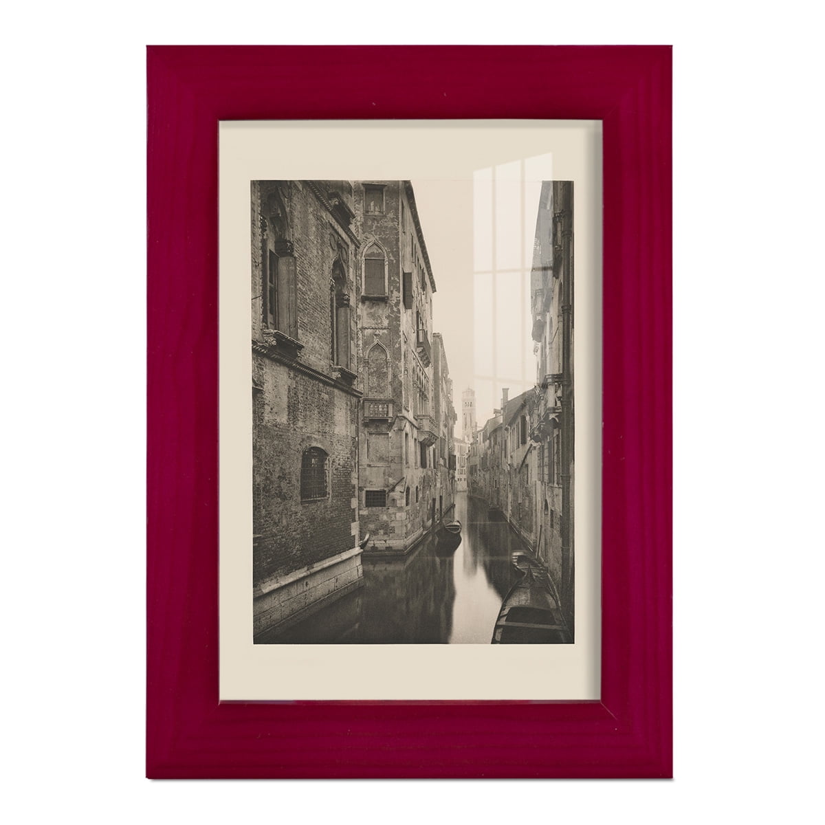 Vintage Views of Venice V - Framed Print w/glass - Cherry Red