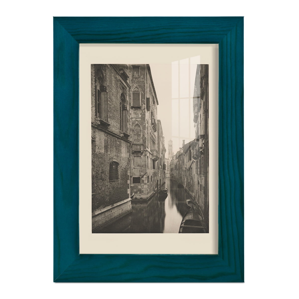Vintage Views of Venice V - Framed Print w/glass - Ocean Blue