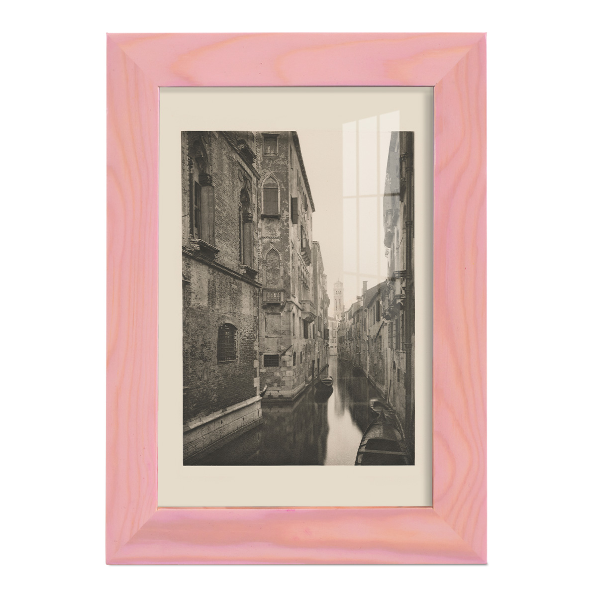 Vintage Views of Venice V - Framed Print w/glass - Sunset Pink
