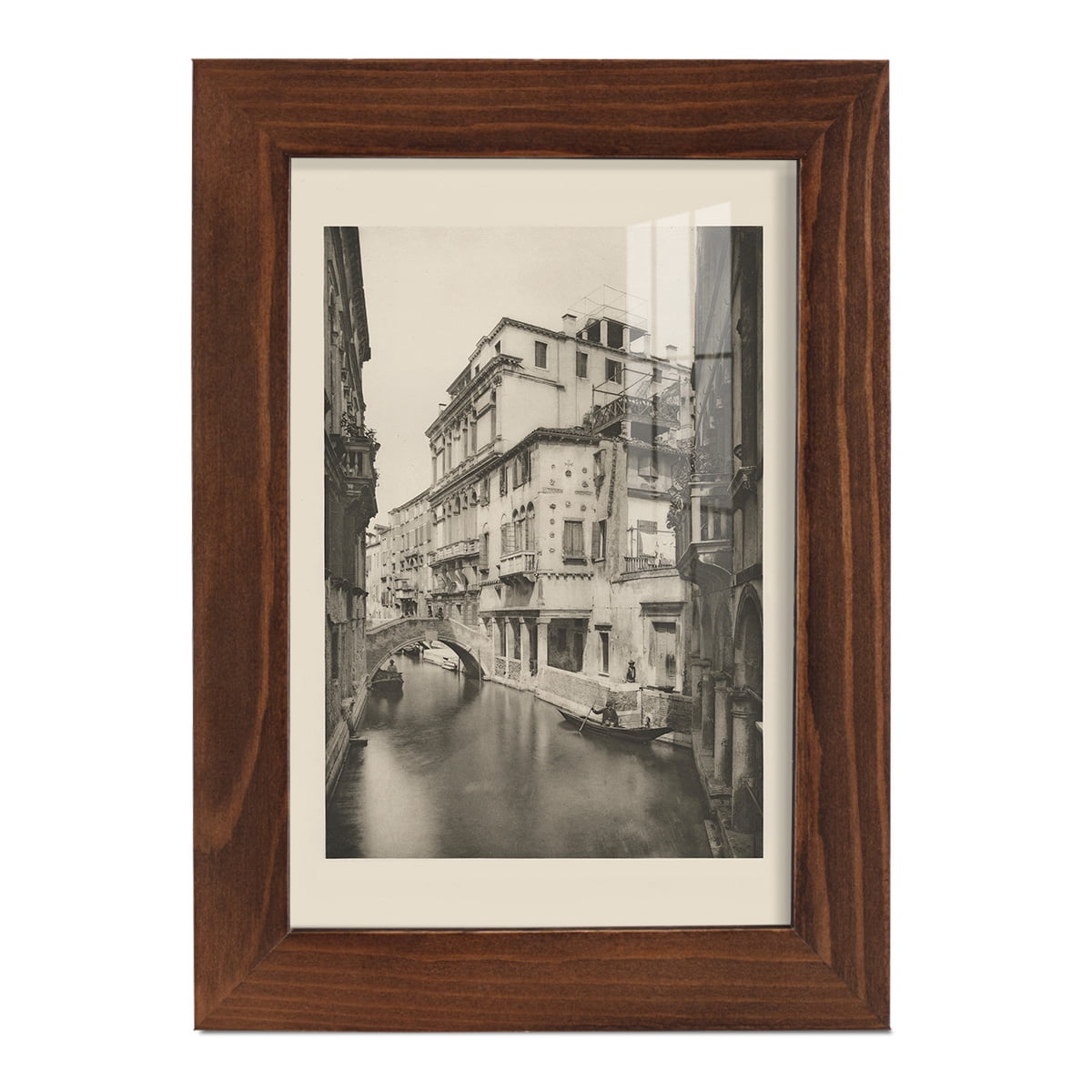 Vintage Views of Venice VI - Framed Print w/glass - Chestnut