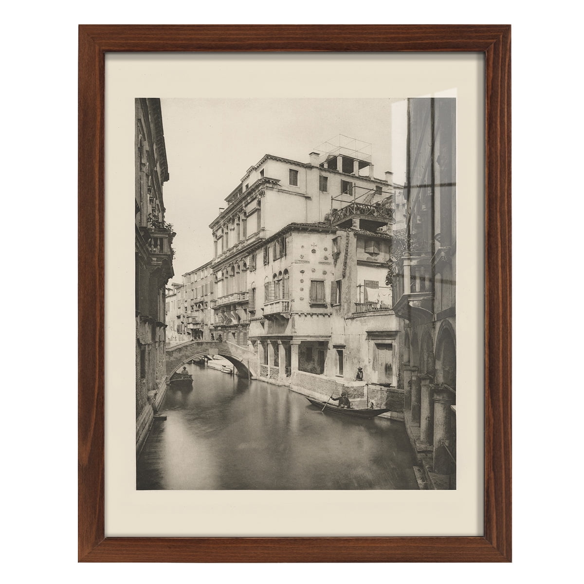 Vintage Views of Venice VI - Framed Print w/glass - Chestnut