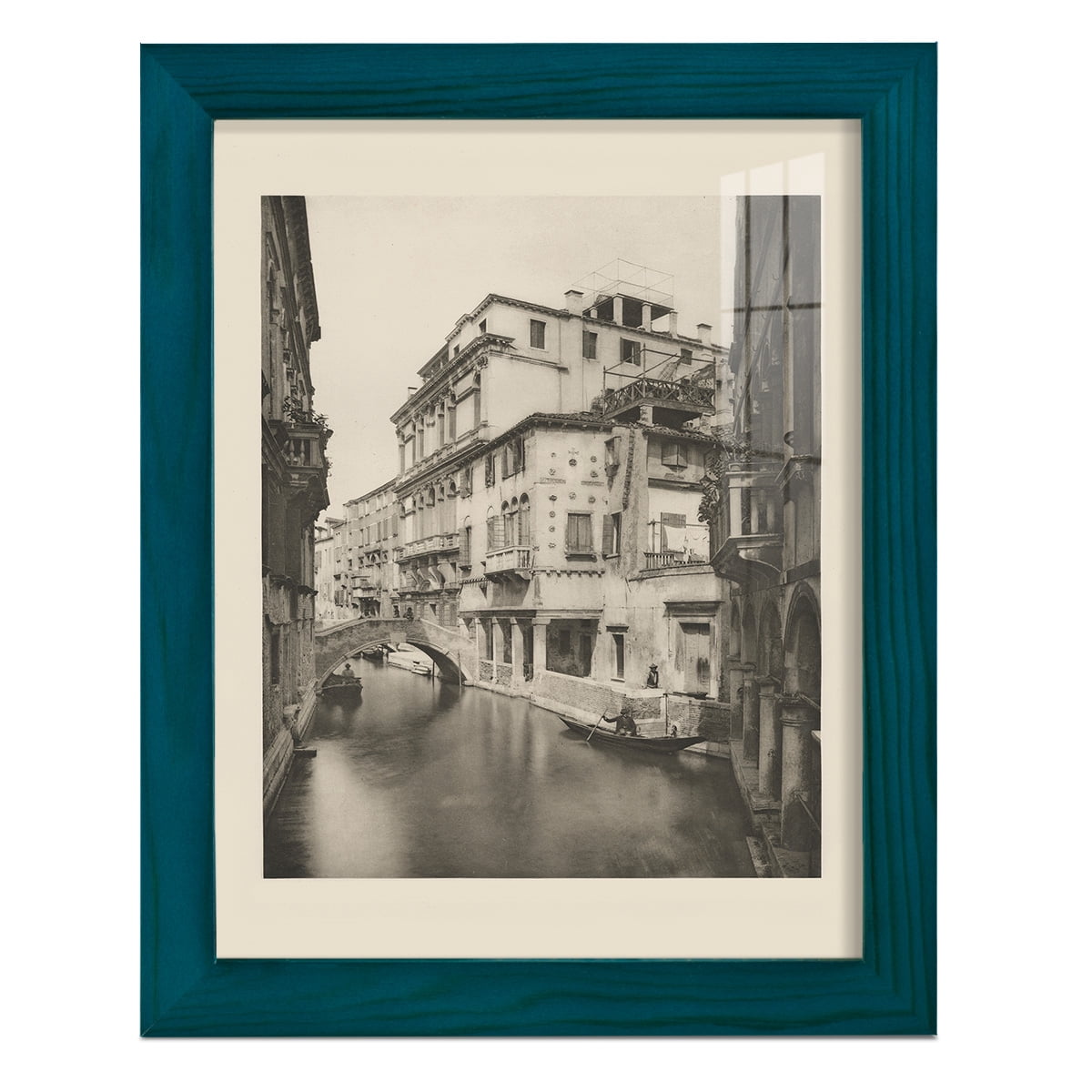 Vintage Views of Venice VI - Framed Print w/glass - Ocean Blue