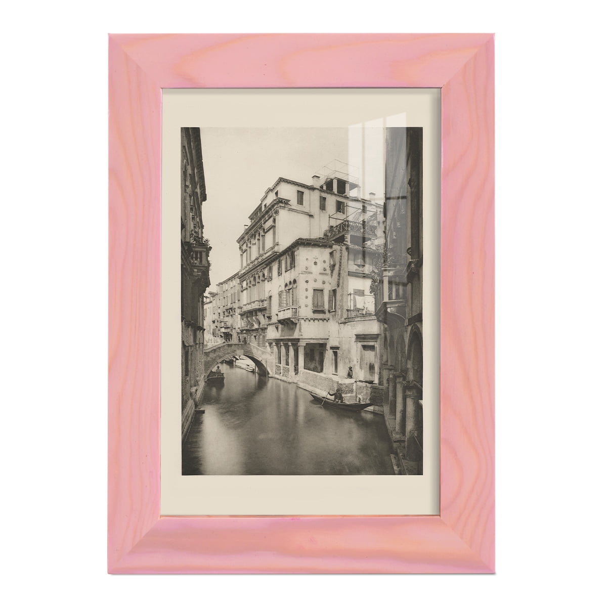 Vintage Views of Venice VI - Framed Print w/glass - Sunset Pink