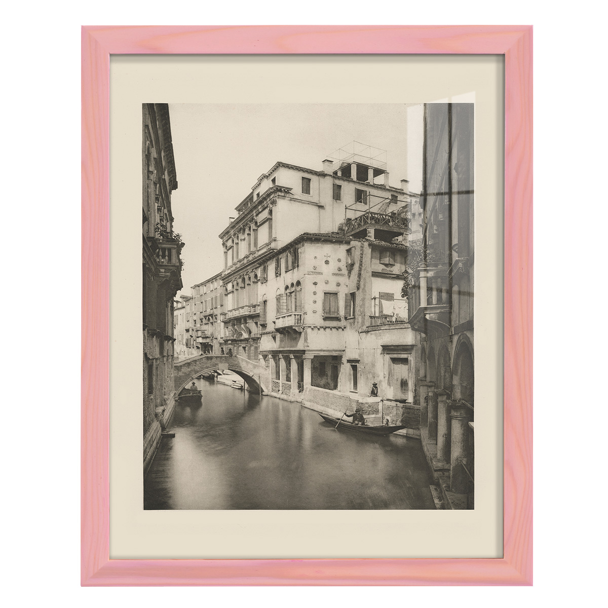 Vintage Views of Venice VI - Framed Print w/glass - Sunset Pink