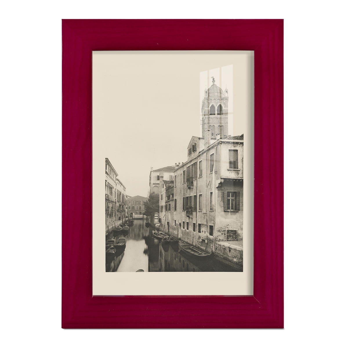 Vintage Views of Venice VII - Framed Print w/glass - Cherry Red