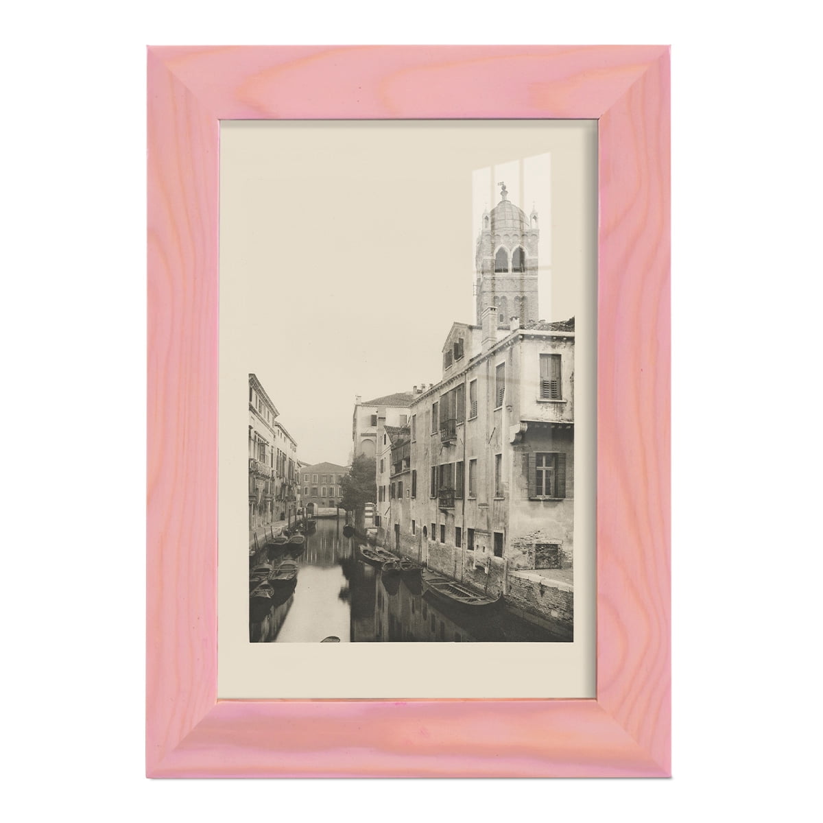 Vintage Views of Venice VII - Framed Print w/glass - Sunset Pink