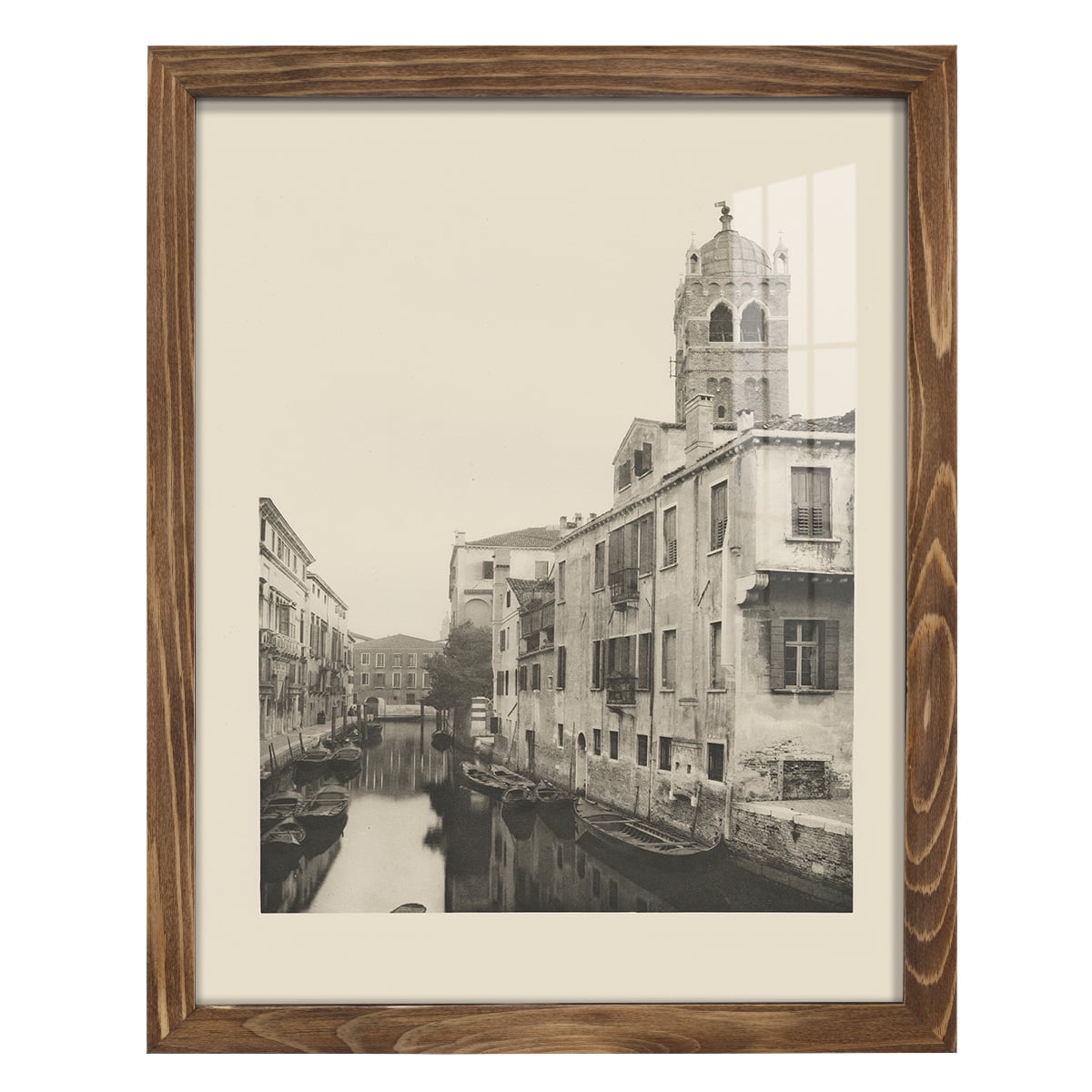 Vintage Views of Venice VII - Framed Print w/glass - Walnut