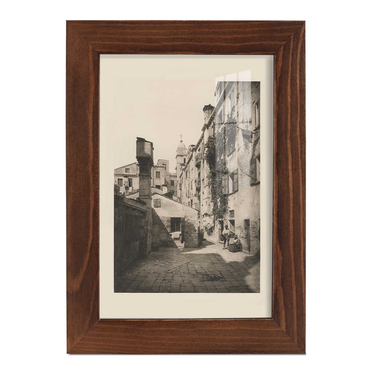 Vintage Views of Venice VIII - Framed Print w/glass - Chestnut