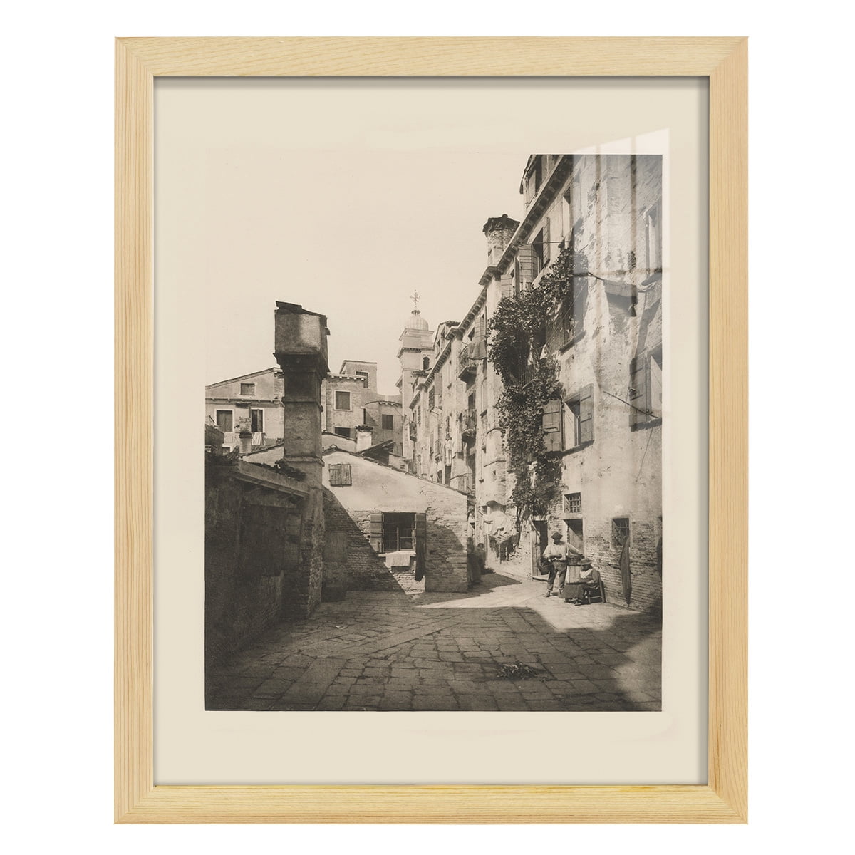 Vintage Views of Venice VIII - Framed Print w/glass - Natural Wood