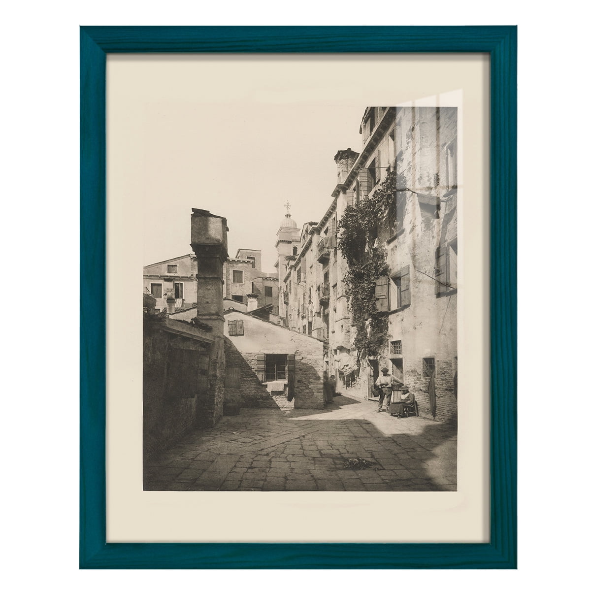 Vintage Views of Venice VIII - Framed Print w/glass - Ocean Blue